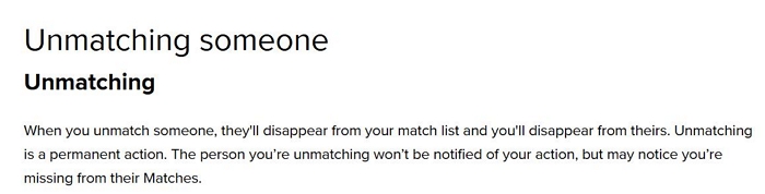 Unmatch notifications | Does Tinder Notify Screenshots