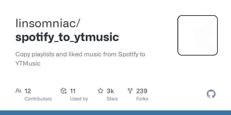 GitHub tool | Transfer Spotify Playlists to YouTube Music