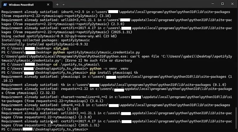 run commands | Transfer Spotify Playlists to YouTube Music
