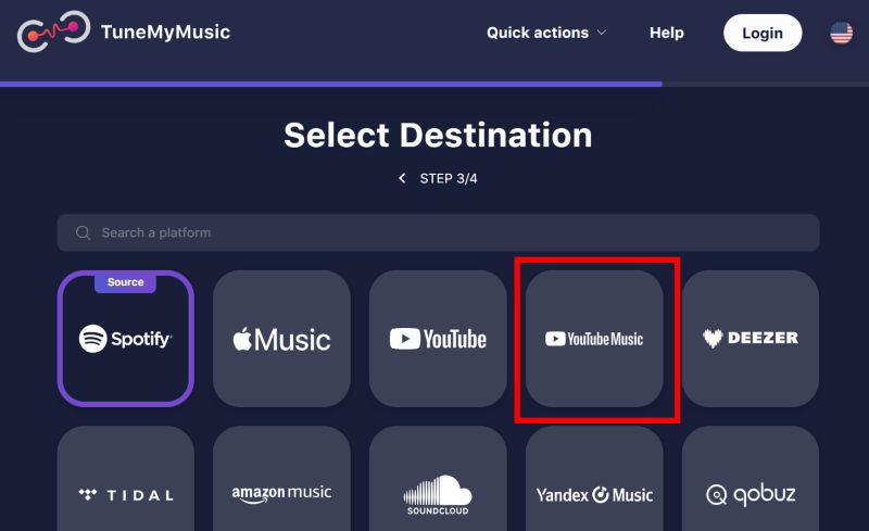 choose YouTube Music | Transfer Spotify Playlists to YouTube Music