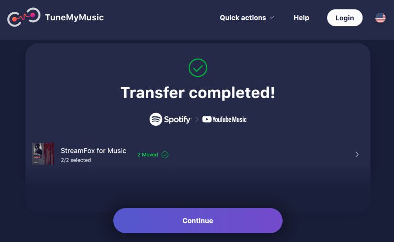 confirmation message | Transfer Spotify Playlists to YouTube Music