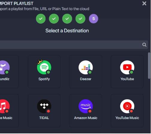 choose Tidal as destination | Transfer Spotify Playlists to Tidal