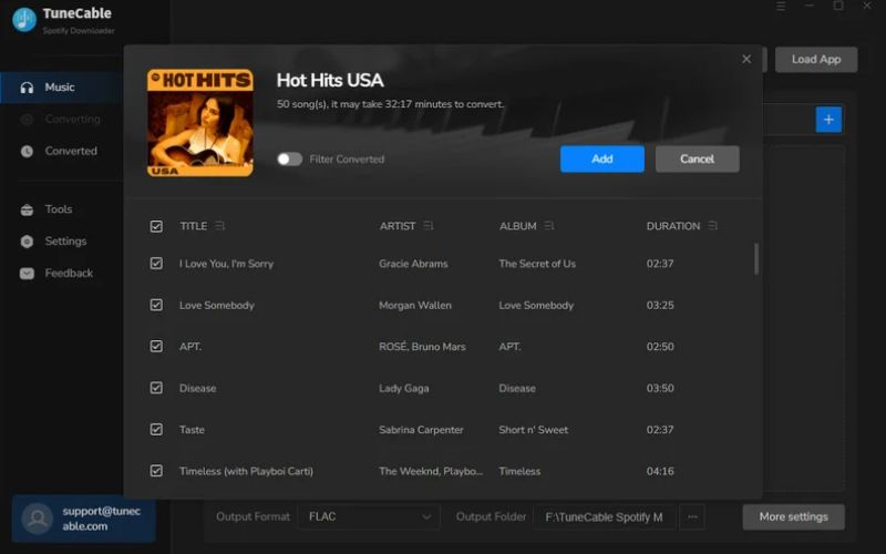 click Add | TuneCable Spotify Music Downloader