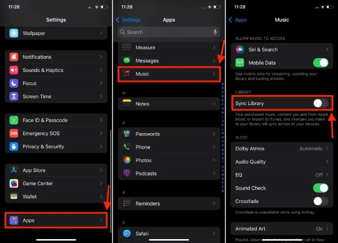 turn off Sync Library | Turn off iCloud Music Library
