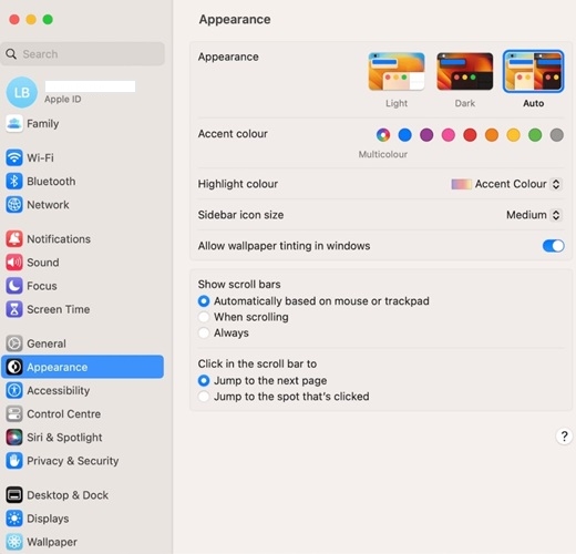 find Appearance | Make Apple Music Dark Mode