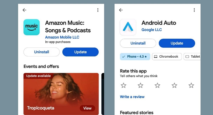 tick Auto-update | Amazon Music on Android Auto