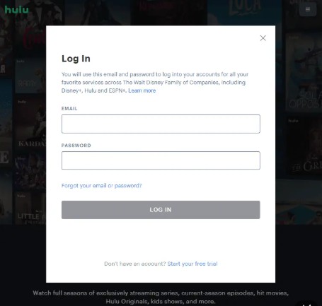 click log in | Block Ads on Hulu