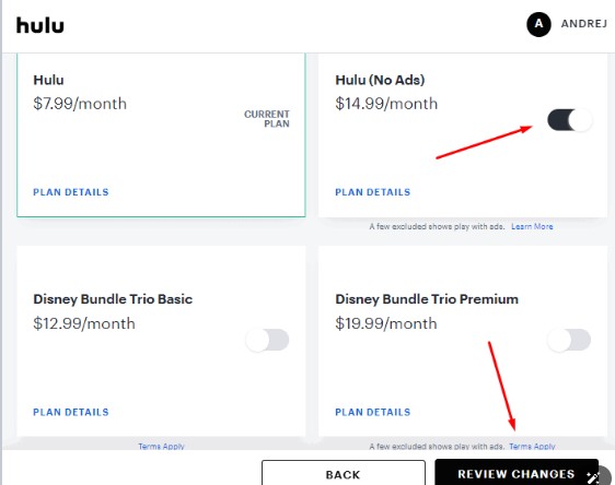 select No Ads plan | Block Ads on Hulu