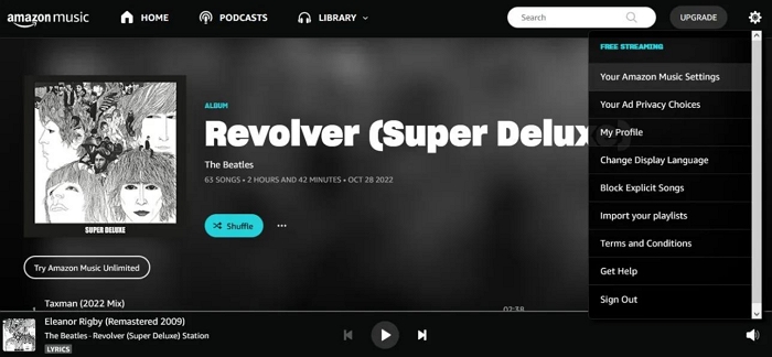 Spotify DJ software | Turn off Shuffle on Amazon Music