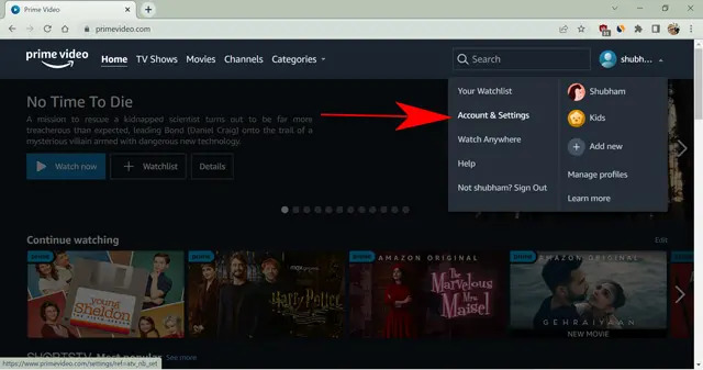 click profile | how to cancel prime video channels