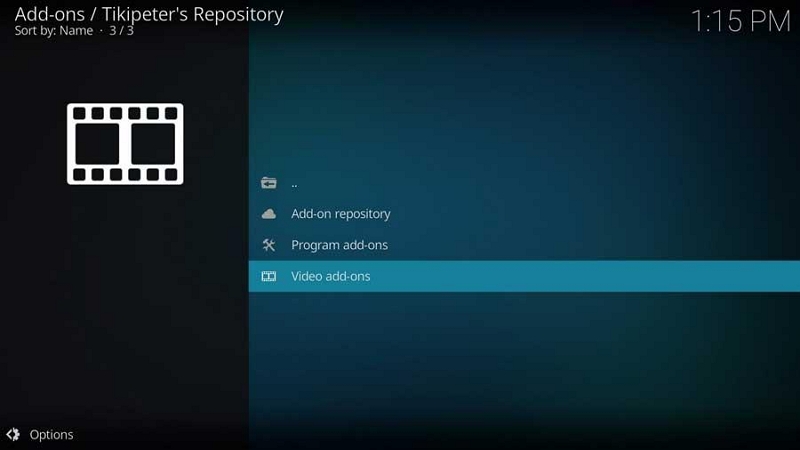 Select Tikipeter | how to download movies on kodi