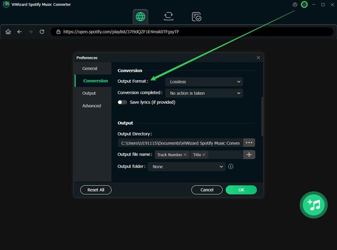 select Preferences | ViWizard Spotify Music Converter