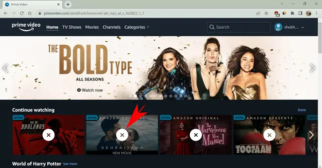save the changes | Amazon Prime Video watch history