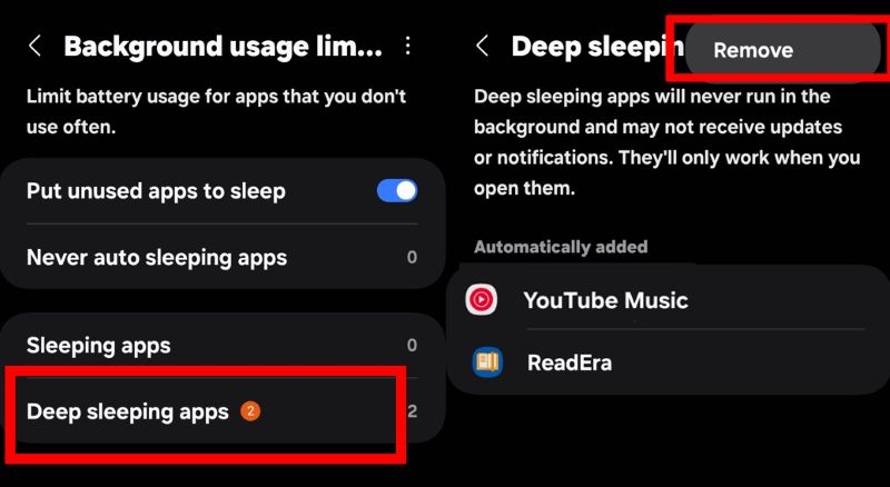 choose Remove | YouTube Music Keeps Stopping