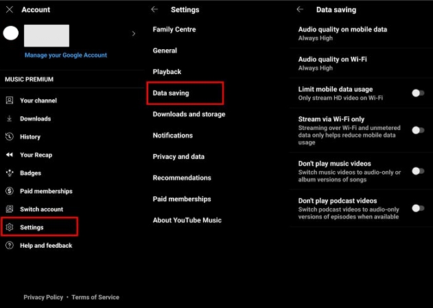 turn off Limit mobile data usage | YouTube Music Keeps Stopping