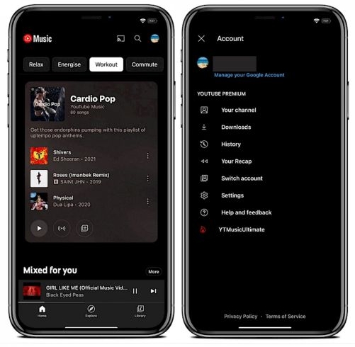 tap profile picture | YouTube Music Premium APK