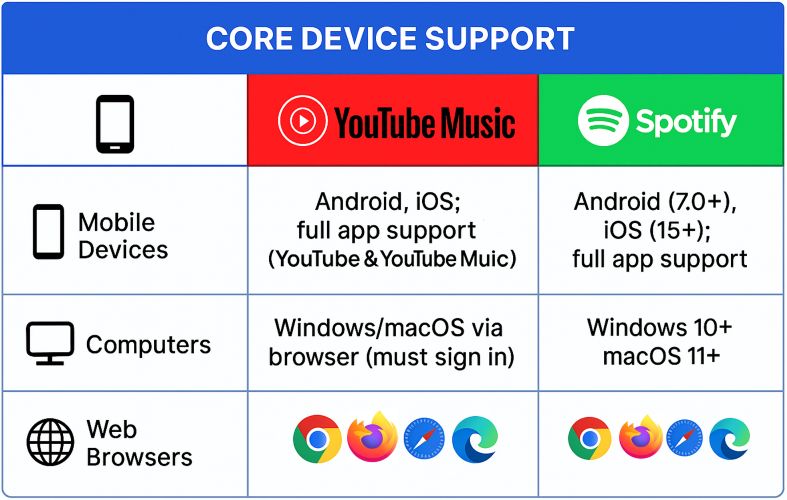 core device | YouTube Music VS Spotify